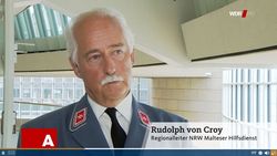 Regionalleiter Rudolph Herzog von Croÿ beim Gespräch mit dem WDR (Screenshots: Malteser)